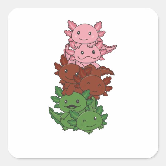 Gjnosexual Flag Gander Pride Lgbtq Axolotl Pile Quadratischer Aufkleber (Vorderseite)