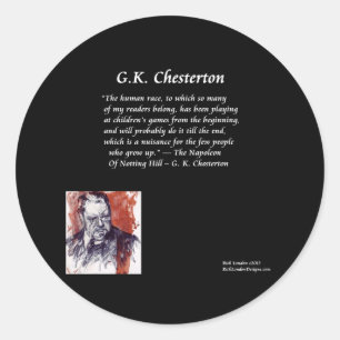 GK Chesterton & Opening Book Line Runder Aufkleber