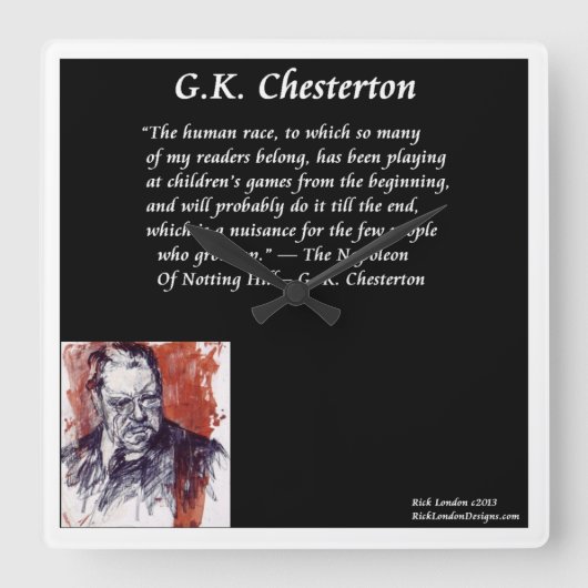 GK Chesterton Wanduhr Square (Vorderseite)