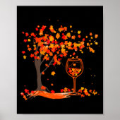 Gl Of Wine Maple Leaf Autumn Fall Funny Drink Wine Poster (Vorne)