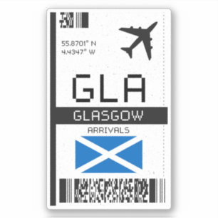 GLA Glasgow Boarding Pass - Schottland Travel Aufkleber