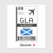 GLA Glasgow Boarding Pass - Schottland Travel Aufkleber (Blatt)