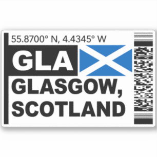 GLA Glasgow Bordkarte - Schottland Reise Aufkleber