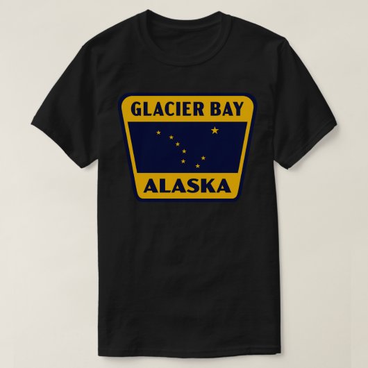 Glacier Bay Alaska Retro Abzeichen gelb T-Shirt (Design vorne)