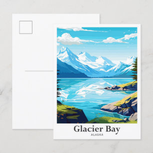 Glacier Bay Alaska Vintage Reise Illustration Postkarte