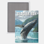 Glacier Bay Humpback Whale Breaching Alaska Reisen Magnet (Vorderseite/Rückseite)