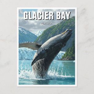 Glacier Bay Humpback Whale Breaching Alaska Reisen Postkarte