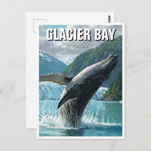 Glacier Bay Humpback Whale Breaching Alaska Reisen Postkarte (Vorne/Hinten)