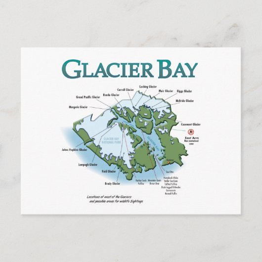 Glacier Bay Karte Postkarte (Vorderseite)