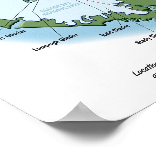 Glacier Bay Map Print Poster (Ecke)