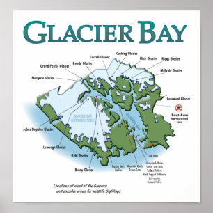 Glacier Bay Map Print Poster