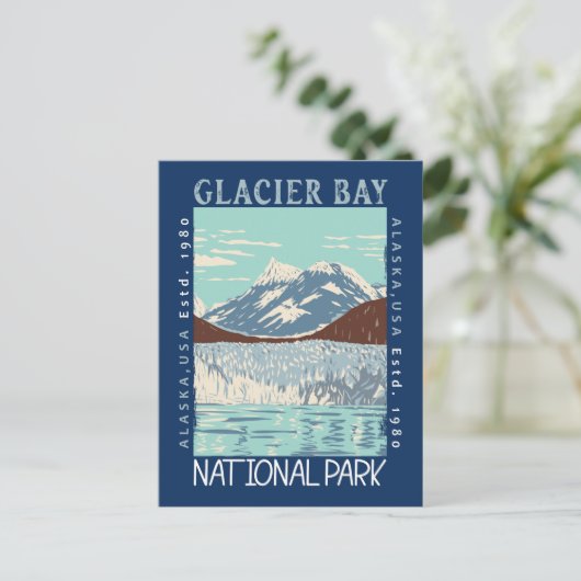 Glacier Bay National Park Alaska Retro Not leidend Postkarte (Stehend Vorderseite)