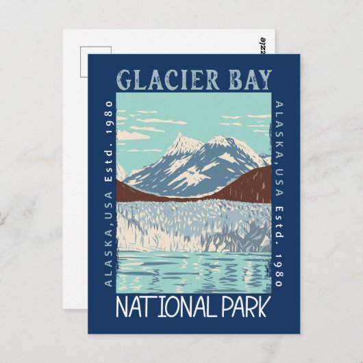 Glacier Bay National Park Alaska Retro Not leidend Postkarte (Vorne/Hinten)