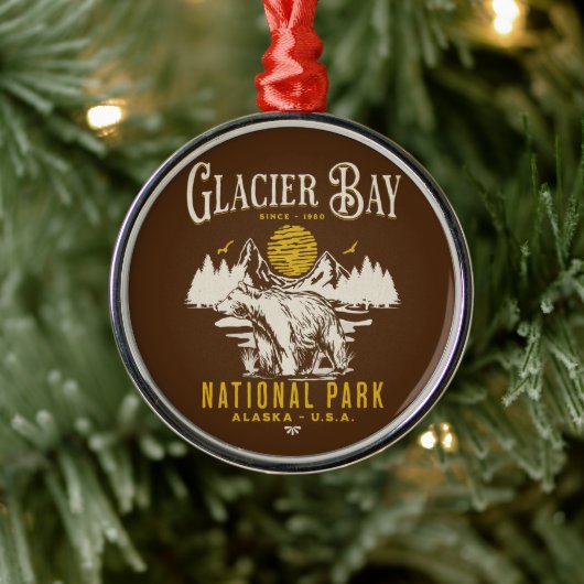 Glacier Bay National Park Cute Forest Landscape Ornament Aus Metall (Baum)