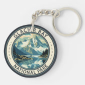 Glacier Bay National Park Illustration Reisen Art Schlüsselanhänger (Rückseite)