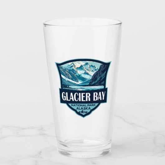 Glacier Bay National Park Illustration Retro Glas (Vorderseite)