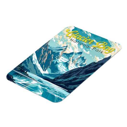 Glacier Bay National Park Illustration Retro Magnet (Linke Seite)