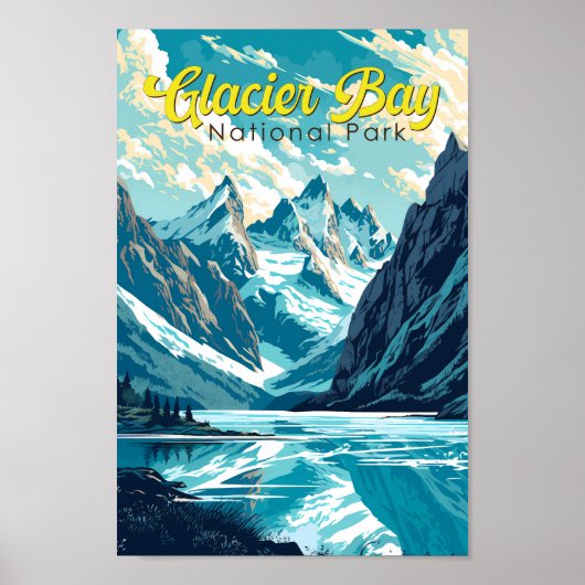 Glacier Bay National Park Illustration Retro Poster (Vorne)