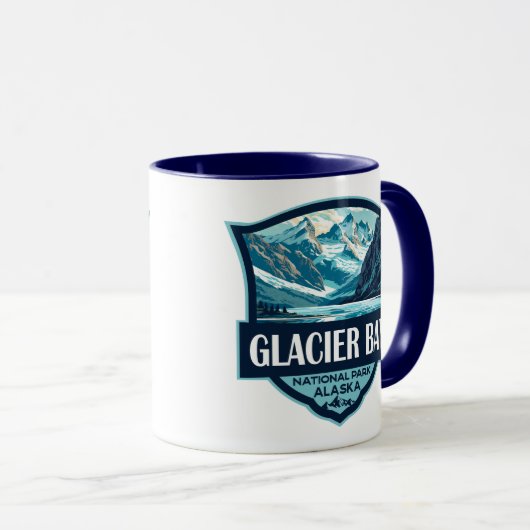 Glacier Bay National Park Illustration Retro Tasse (VorderseiteRechts)
