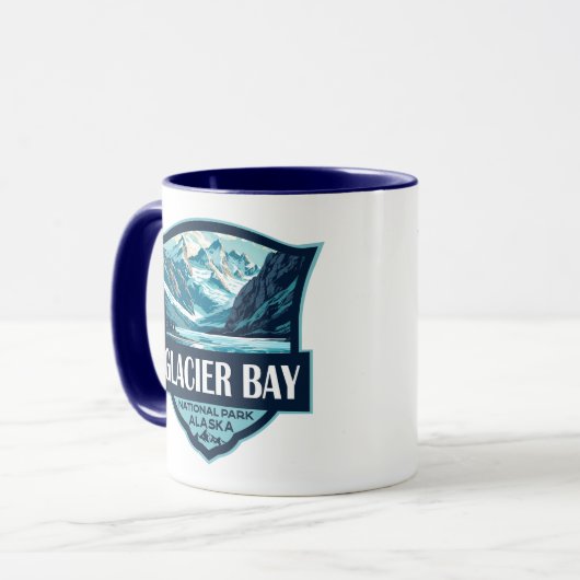 Glacier Bay National Park Illustration Retro Tasse (Vorderseite Links)