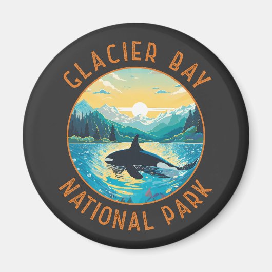 Glacier Bay National Park Orca Distressed Circle Magnet