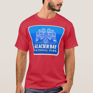 Glacier Bay National Park Retro Bird Abzeichen Blu T-Shirt