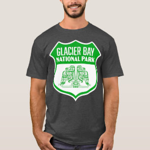 Glacier Bay National Park Retro Bird Shield Green T-Shirt