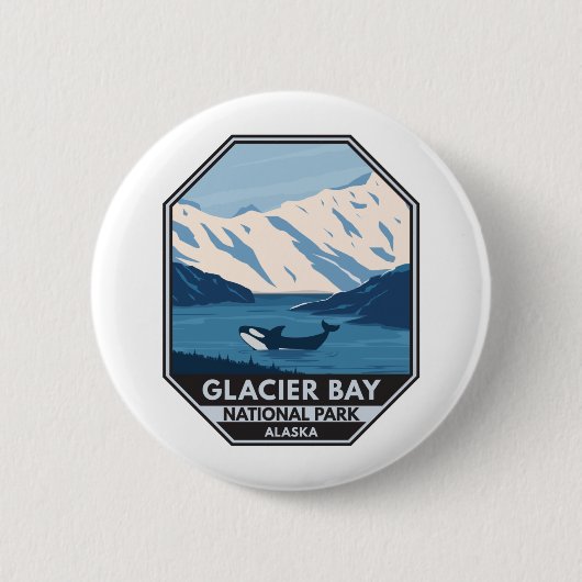 Glacier Bay Nationalpark Alaska Kunst, Dichtung un Button (Vorderseite)