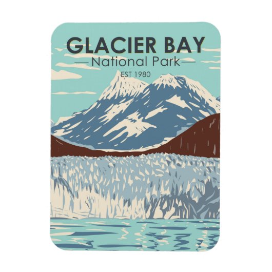 Glacier Bay Nationalpark Alaska Vintag Magnet (Vertikal)