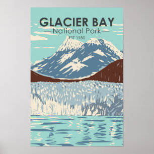 Glacier Bay Nationalpark Alaska Vintage Poster