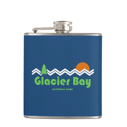 Glacier Bay Nationalpark Retro Flachmann (Vorderseite)
