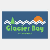 Glacier Bay Nationalpark Retro Rechteckiger Aufkleber (Vorderseite)