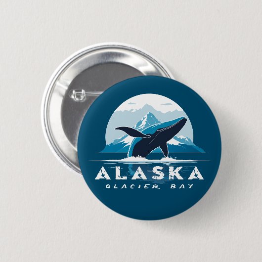 Glacier Bay Whale - Alaska Button (Vorne & Hinten)
