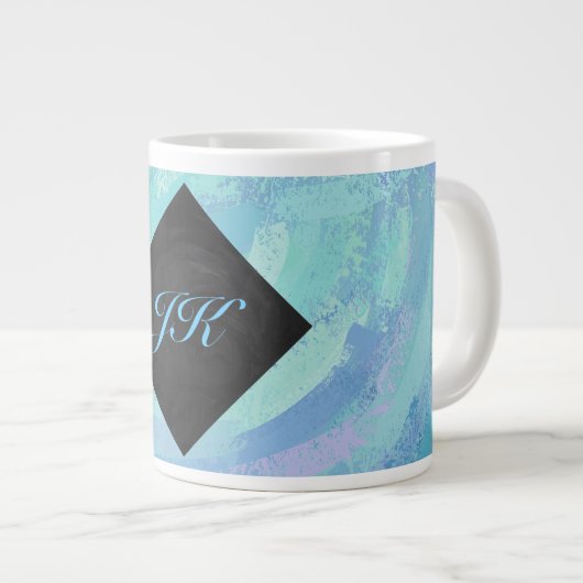 Glacier Blue Monogram Jumbo-Tasse (Vorderseite Rechts)