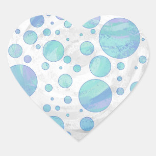 Glacier Blue Polka Dot Pattern Herz-Aufkleber