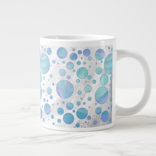 Glacier Blue Polka Dot Pattern Jumbo-Tasse (Rechts)