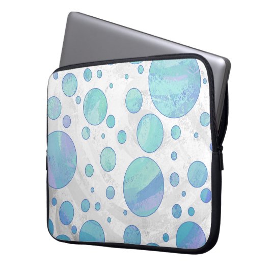 Glacier Blue Polka Dot Pattern Laptopschutzhülle (Vorderseite Links)