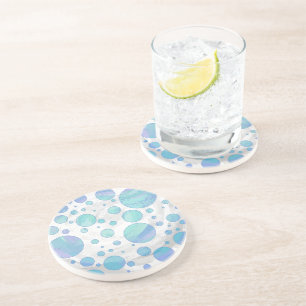 Glacier Blue Polka Dot Pattern Sandstein Untersetzer