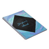 Glacier Blue und Black Textured Monogram Notebook Notizblock (Rechte Seite)
