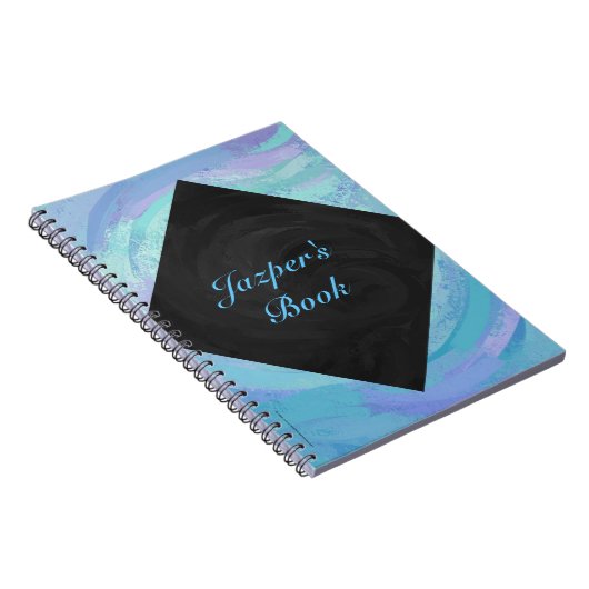 Glacier Blue und Black Textured Monogram Notebook Notizblock (Rechte Seite)