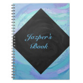 Glacier Blue und Black Textured Monogram Notebook Notizblock (Vorderseite)