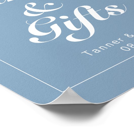 Glacier Blue & White Modern Wedding Sign Poster (Ecke)