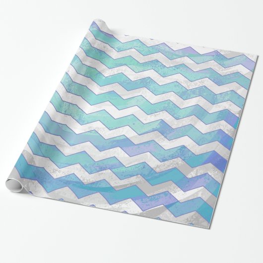 Glacier Blue Zickzack Pattern Geschenkpapier (Ungerollt)