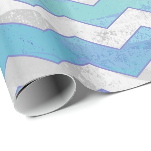 Glacier Blue Zickzack Pattern Geschenkpapier (Rolleneckpunkt)