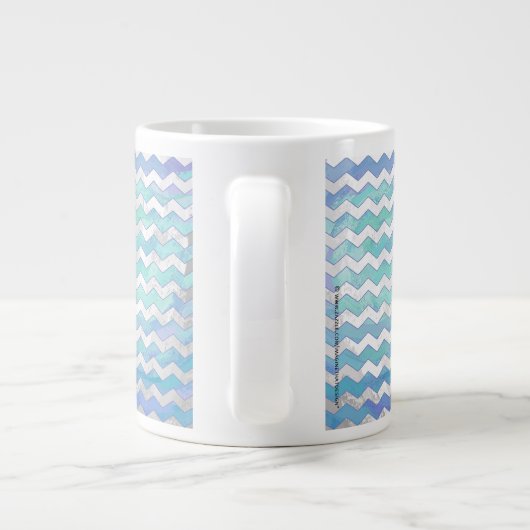 Glacier Blue Zickzack Pattern Jumbo-Tasse (Rückseite)