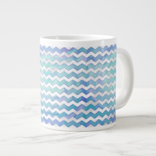 Glacier Blue Zickzack Pattern Jumbo-Tasse (Vorderseite Rechts)