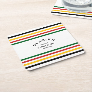 Glacier Cabin Club Custom Wappen Park Rechteckiger Pappuntersetzer
