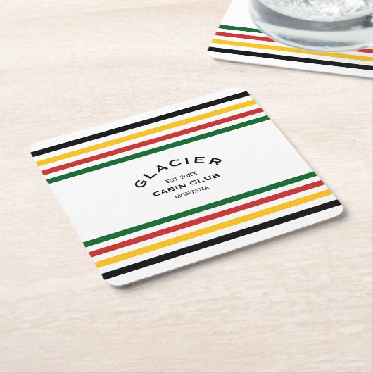Glacier Cabin Club Custom Wappen Park Rechteckiger Pappuntersetzer (angewinkelt)