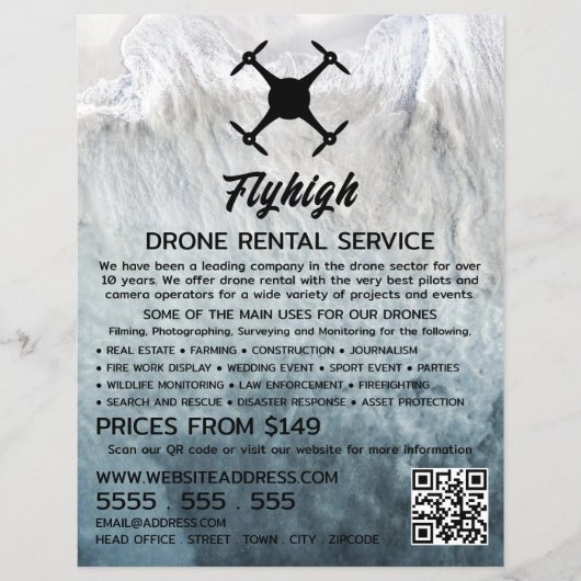 Glacier Drone Silhouette, Drone Rental Company Flyer (Vorne)