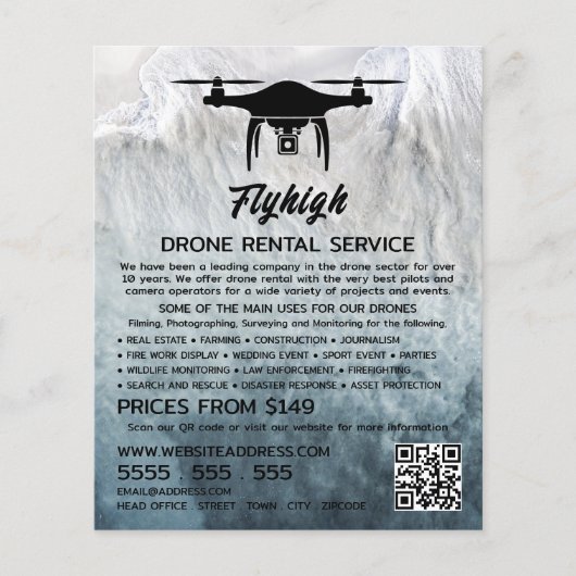 Glacier Drone Silhouette, Drone Rental Company Flyer (Vorne)